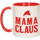 Set van 2x stuks cadeau kerstmokken rood Mama Claus - 300 ml - keramiek - koffiemokken / theebekers - Kerstmis - kado kerst moeder / mama