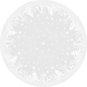 Unique Living Kerst tafelkleed/tafellaken - rond - wit - kerst print - D180 cm - polyester