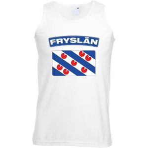 Friesland singlet shirt/ tanktop met Friese vlag wit heren