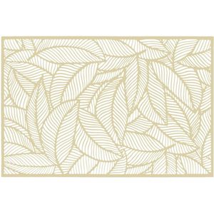 Rechthoekige placemat Jungle goud - PVC - 45 x 30 cm - Opengewerkt bladeren motief