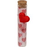 Pakket van 8x stuks valentijn hartjes flesjes van glas met boodschap 11 cm - Valentijnsdag cadeau versiering