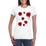 Schotwonden t-shirt wit dames voor Halloween of gangster outfit