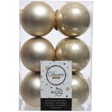 Kerstversiering kunststof kerstballen/hangers parel/champagne 6-8-10 cm pakket van 68x stuks - Kerstboomversiering