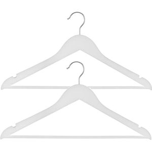Set van 10x stuks houten kledinghangers wit 44 x 24 cm - Kledingkast hangers/kleerhangers
