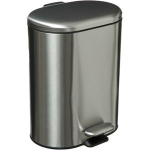 5Five - Prullenbak/pedaalemmer zilver rvs metaal 6 liter - 15x24x30 cm - Badkamer en toilet