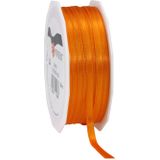 2x Luxe Hobby/decoratie oranje satijnen sierlinten 0,6 cm/6 mm x 50 meter- Luxe kwaliteit - Cadeaulint satijnlint/ribbon