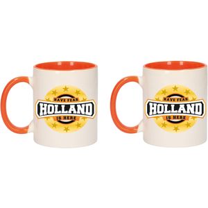 2x stuks have fear Holland is here mok/ beker oranje wit 300 ml