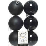 42x Zwarte kunststof kerstballen 8 cm - Mat/glans - Onbreekbare plastic kerstballen - Kerstboomversiering zwart