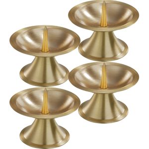 4x Luxe metalen kaarsenhouders goud voor stompkaarsen van 5-6 cm - Stompkaarshouder -  Kaarshouder/kaarsen standaard - Kandelaar voor stompkaarsen - Woonaccessoires