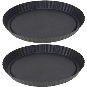 2x Ronde taart/quiche bakvormen 28 cm - Keukenbenodigdheden - Bakbenodigdheden - Taarten/taartbodems/quiches bakken - Bakvormen/taartvormen rond