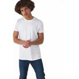 Set van 2x stuks wit basic t-shirt met ronde hals voor heren - katoen - 145 grams - witte shirts / kleding, maat: XL (54)