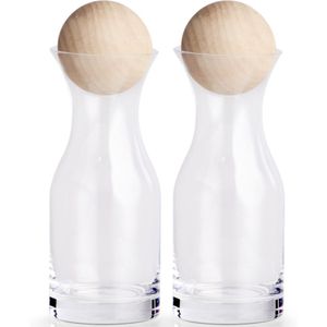 2x Glazen kleine flessen/karaffen met bal dop 250 ml - Keuken/kookbenodigdheden - Tafel dekken - Olie/azijn flessen