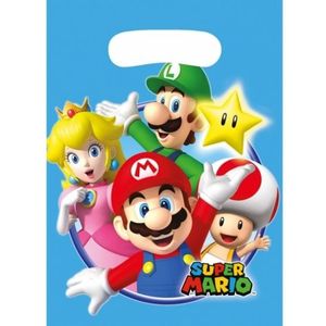 18x stuks Super Mario verjaardag thema feestzakjes/cadeauzakjes/snoepzakjes/uitdeelzakjes