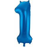 Cijfer ballonnen - Verjaardag versiering 10 jaar - 85 cm - blauw