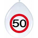 24x stuks Ballonnen 50 jaar verkeersbord versiering