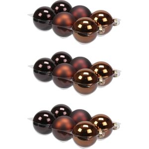 24x stuks kerstversiering kerstballen mahonie bruin van glas - 8 cm - mat/glans - Kerstboomversiering