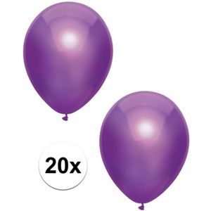 20x Paarse metallic ballonnen 30 cm - Feestversiering/decoratie ballonnen paars