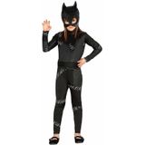 Zwarte kat/ poes Halloween catsuit kostuum voor meisjes - Carnaval verkleedkleding