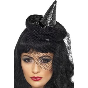 Mini heksen hoed op diadeem zwart