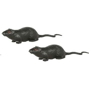 2x Grote plastic ratten 20 cm - Halloween/horror decoratie/versiering - Enge rat 2 stuks