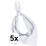 5x Zakdoek bandana wit - hoofddoekjes
