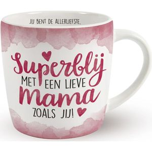 Miko Cadeau koffie/thee mok moeder - wit/roze - lieve mama - porselein - Moederdag