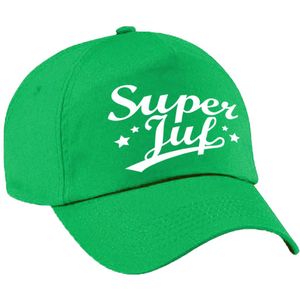 Super juf cadeau pet / baseball cap groen voor dames - bedankt kado voor een juf / leerkracht