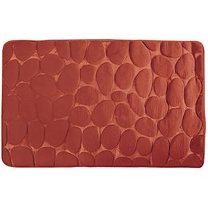 MSV Badkamerkleedje/badmat tapijt - kiezel motief - vloermat - terracotta - 50 x 80 cm - laagpolig