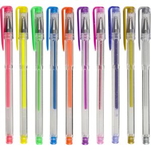 10x stuks neon en metallic gekleurde gelpennen - Hobbyartikelen - Schoolartikelen