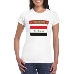 Irak t-shirt met Irakese vlag wit dames