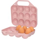 Plasticforte Eierdoos - 2x - koelkast organizer eierhouder - 12 eieren - licht roze - kunststof - 20 x 19 cm