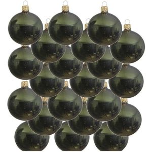 18x Donkergroene glazen kerstballen 8 cm - Glans/glanzende - Kerstboomversiering donkergroen