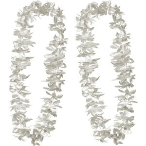 Set van 6x stuks hawaii bloemen slinger/kransen zilver - Verkleed accessoires