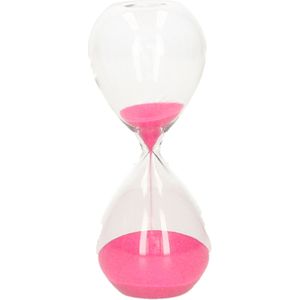Zandloper cilinder Timer - decoratie of tijdsmeting - 5 minuten roze zand - H12 cm - glas