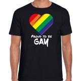 T-shirt proud to be gay - Pride vlag hartje shirt - zwart - heren -  LHBT - Gay pride kleding / outfit