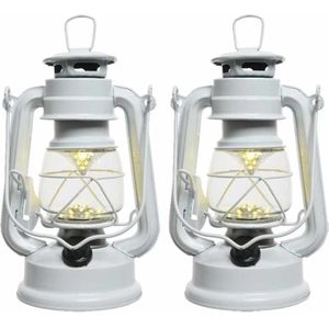 Set van 3x stuks witte LED licht stormlantaarn 25 cm - Campinglamp/campinglicht - Warm witte LED lamp