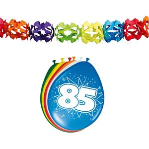 Folat Party 85e jaar verjaardag feestartikelen versiering - 16x ballonnen/2x slingers van 6 meter