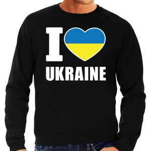 I love Ukraine supporter sweater / trui voor heren - zwart - Oekraine landen truien - Oekraiense fan kleding heren