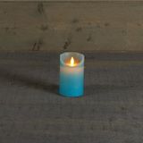 1x Aqua blauwe LED kaarsen / stompkaarsen 12,5 cm - Luxe kaarsen op batterijen met bewegende vlam