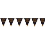 3x stuks Hajj Mubarak thema vlaggenlijnen/slingers zwart/goud 6 meter - Suikerfeest/offerfeest versieringen/decoraties