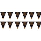 3x stuks Hajj Mubarak thema vlaggenlijnen/slingers zwart/goud 6 meter - Suikerfeest/offerfeest versieringen/decoraties