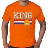 Grote maten Koningsdag t-shirt King met Nederlandse vlag - oranje - heren - koningsdag outfit / shirts