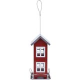 Tuinvogels hangende voeder silo/voederhuisje rood - 13 x 13 x 27 cm - Winter vogelvoer huisjes