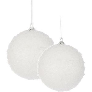 24x stuks kerstversiering witte sneeuw effect kerstballen 8 en 10 cm - Pakket - Kunststof kerstballen