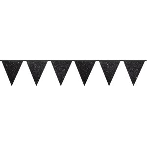 Vlaggenlijn - zwart - glitters - slinger - 6 meter