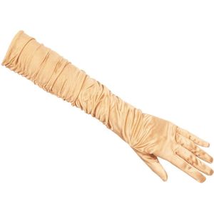 Boland Verkleed handschoenen voor dames - lang model - polyester - goud - one size M/L