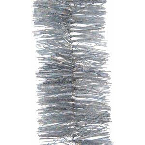 6x Kerstslingers glitter zilver 270 cm - Guirlande folie lametta - Zilveren kerstboom versieringen