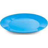 12x stuks ontbijt/diner bordjes hard kunststof 21 cm in het blauw. Outdoor servies camping/picknick/verjaardag