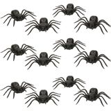 12x Plastic nep spinnen 10 cm Halloween decoratie - Horror themafeest versiering - Plastic/kunststof dieren