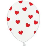 I Love You mega deurposter 59 x 84 cm en 6x witte ballonnen met rode hartjes - Valentijnsdag decoratie